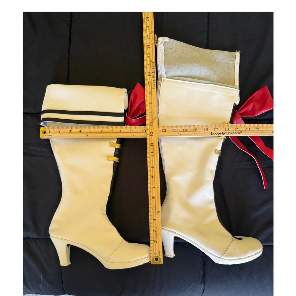 Uma Musume Pretty Derby Gold Ship Cosplay Boots Women 43 White Red Bow j-fashion